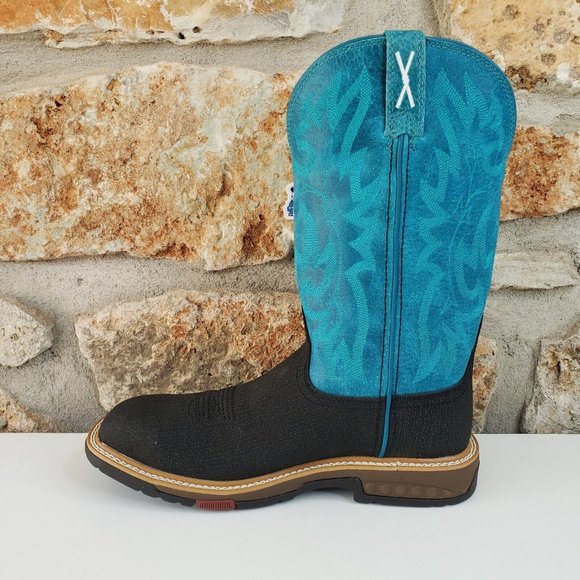 Twisted X Work Boots Alloy Toe Women Size 8.5 B Turquoise Aqua Charcoal WXBA001 - Picture 12 of 16